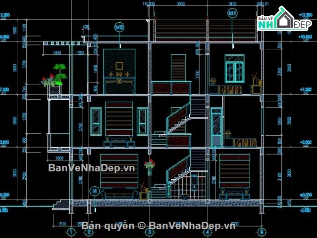 nhà phố 3 tầng,thiết kế nhà phố,nhà 3 tầng đẹp,Autocad nhà phố