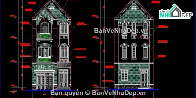 Nhà 3 tầng đẹp,Autocad nhà 3 tầng,thiết kế nhà 3 tầng,kiến trúc nhà 3 tầng