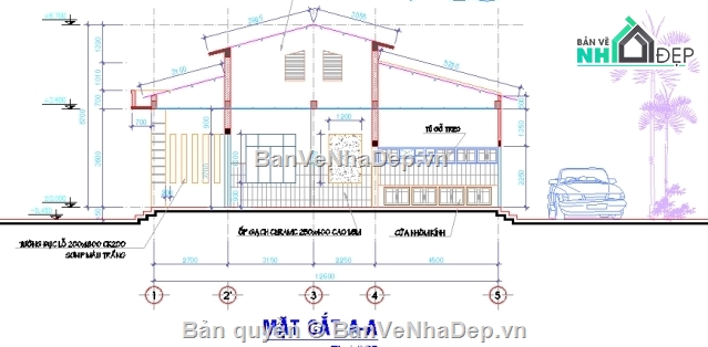 nhà mái tole,nhà đẹp 1 tầng,nhà cấp 4,bản vẽ nhà cấp 4,Autocad nhà cấp 4