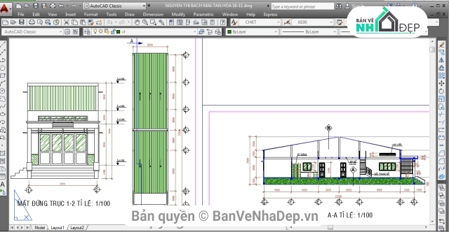 Bộ 11 Bản Vẽ Full Kiến Trúc, Kết Cấu Nhà Phố 1 Tầng Chỉ 96k