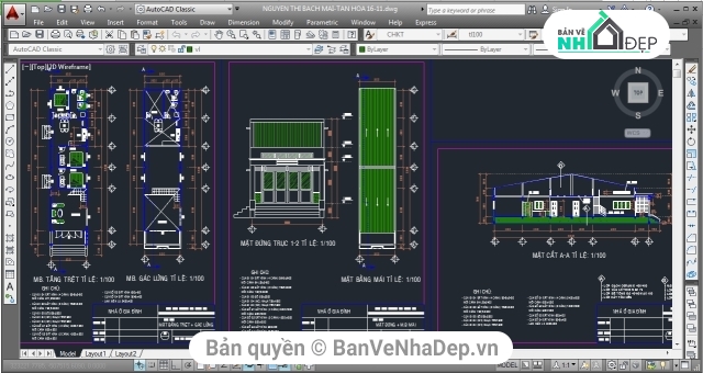 Bộ 11 Bản Vẽ Full Kiến Trúc, Kết Cấu Nhà Phố 1 Tầng Chỉ 96k