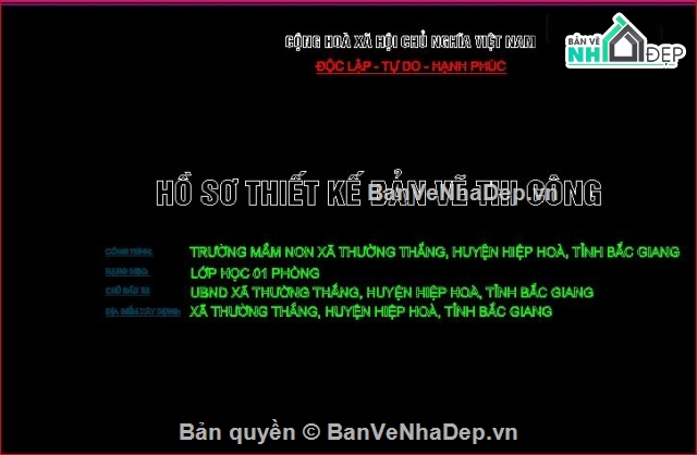 Hồ sơ trường mầm non,dự toán nhà lớp học,bản vẽ lớp học,bộ bản vẽ nhà lớp học