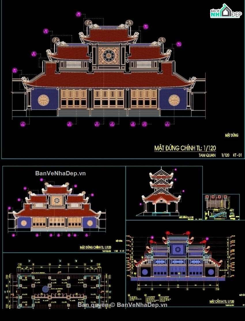 công trình,bản vẽ công trình,bản vẽ chùa vẽ