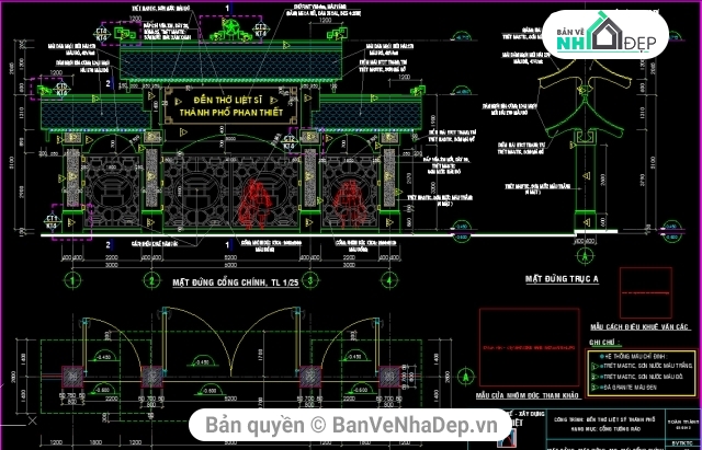 Bản vẽ đền thờ nghĩa trang,cổng đền thờ,Đền thờ liệt sỹ,Thiết kế đền thờ liệt sỹ,cad Đền thờ liệt sỹ