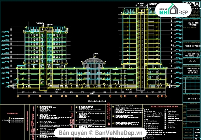 Bản vẽ cad Trung tâm,Vĩnh Trung plaza,Bản vẽ autocad,khu phức hợp,chung cư 18 tầng