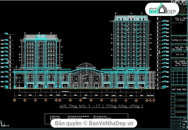 Bản vẽ cad Trung tâm,Vĩnh Trung plaza,Bản vẽ autocad,khu phức hợp,chung cư 18 tầng