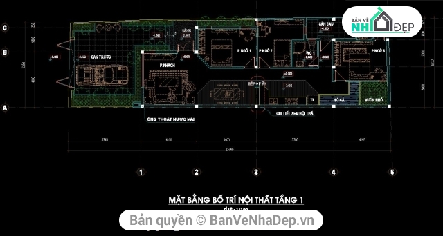 kiến trúc nhà cấp 4,nhà cấp 4 6.2x23.7m,Bản vẽ nhà cấp 4,thiết kế nhà cáp 4