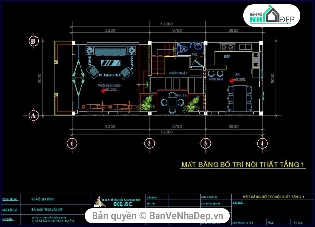 Nhà phố 2 tầng,3 tầng  5x12.8m,nhà phố 3 tầng 5x12.8m,bản vẽ nhà phố 3 tầng 5x12.8m,thiết kế nhà phố 3 tầng