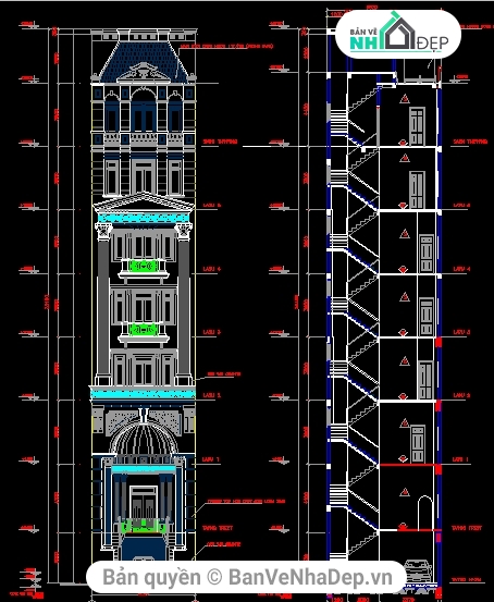 Tổng hợp 15 mẫu biệt thự cao trên 3.5 tầng đầy đủ: kiến trúc, kết cấu, điện nước [sale 10%]