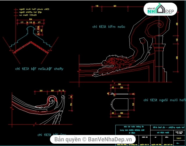 họa tiết đình chùa,chi tiết đình chùa,cấu tạo thi công đình chùa,bản vẽ cad đình chùa