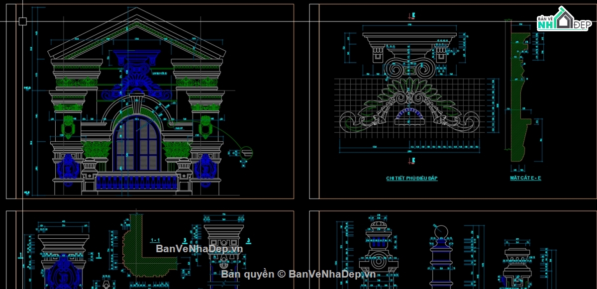 cad biệt thự,File cad nhà biệt thự,chi tiết biệt thự,cad chi tiết biệt thự