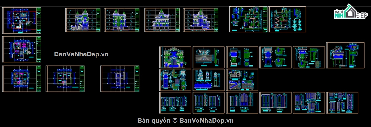 cad biệt thự,File cad nhà biệt thự,chi tiết biệt thự,cad chi tiết biệt thự