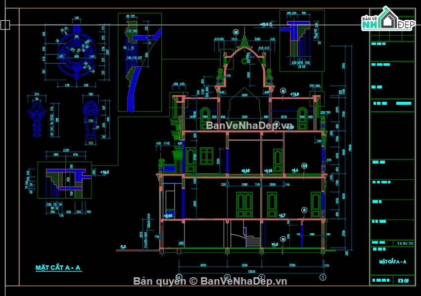 cad biệt thự,File cad nhà biệt thự,chi tiết biệt thự,cad chi tiết biệt thự