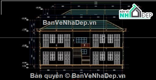 trường học 2 tầng,file cad trường học 2 tầng,autocad trường học,trường học file cad