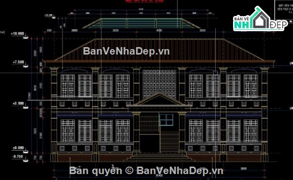trường học 2 tầng,file cad trường học 2 tầng,autocad trường học,trường học file cad