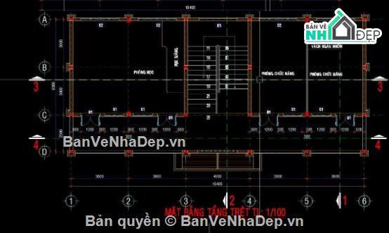 trường học 2 tầng,file cad trường học 2 tầng,autocad trường học,trường học file cad