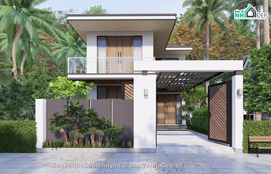 Biệt thự 2 tầng,biệt thự 2 tầng,biệt thự,bản vẽ biệt thự