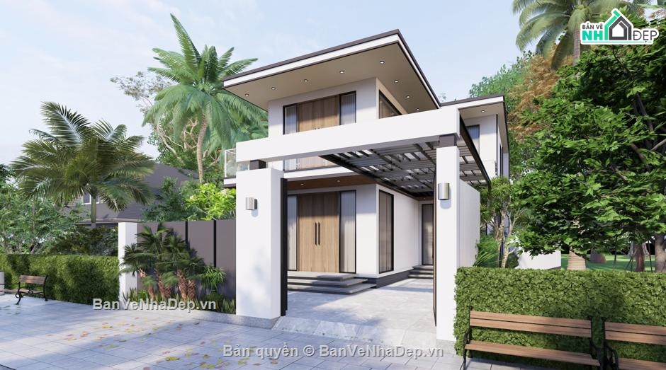 Biệt thự 2 tầng,biệt thự 2 tầng,biệt thự,bản vẽ biệt thự