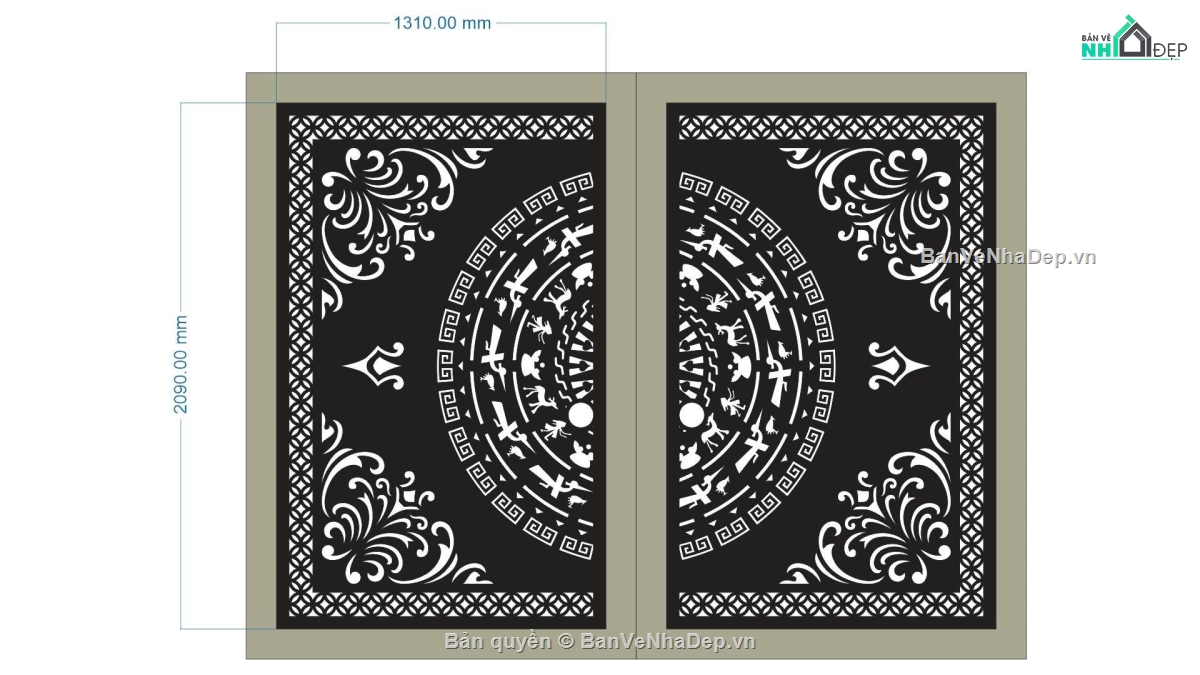 trống đồng,cnc cửa 2 cánh,file cnc cổng 2 cánh