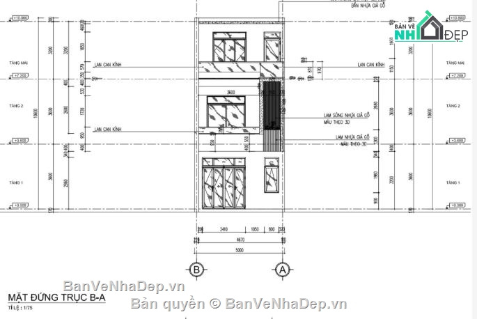 nhà phố 3 tầng,bản vẽ nhà phố,kiến trúc nhà phố