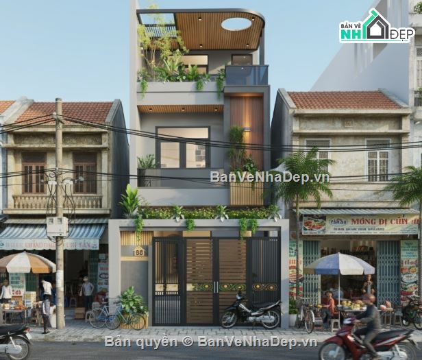 nhà phố 3 tầng,bản vẽ nhà phố,kiến trúc nhà phố