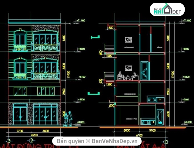 Bản vẽ nhà phố,kiến trúc đẹp,bản vẽ kiến trúc,các mẫu nhà phố đẹp