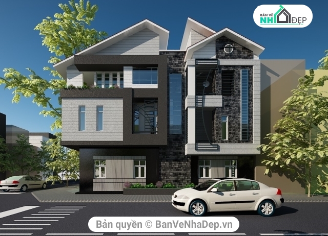 nhà phố 4 tầng,file cad nhà phố 4 tầng,bản vẽ nhà phố 4 tầng,kiến trúc nhà phố