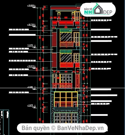 thiết kế nhà phố 5.5 tầng full,nhà phố 5.5 tầng kt 5x16.5m,Bản vẽ nhà phố 5.5 tầng