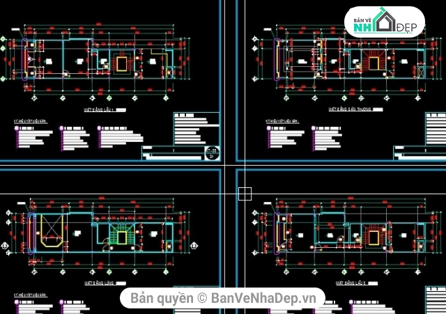 5 mẫu bản vẽ CAD nhà phố 5.5 tầng với chi tiết hạng mục thiết kế