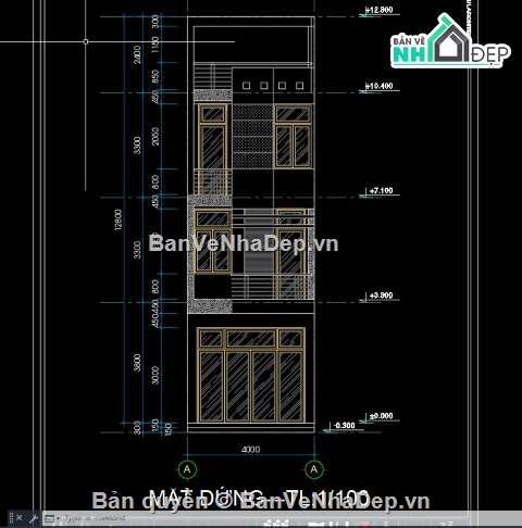 Bản vẽ nhà phố,nhà phố 4 tầng,nhà 4 tầng