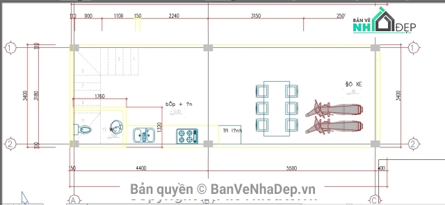 Bản vẽ nhà phố,Bản vẽ nhà phố 3.4x10.45m,kiến trúc nhà phố