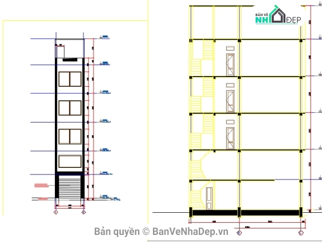 Bản vẽ nhà phố,Bản vẽ nhà phố 3.4x10.45m,kiến trúc nhà phố