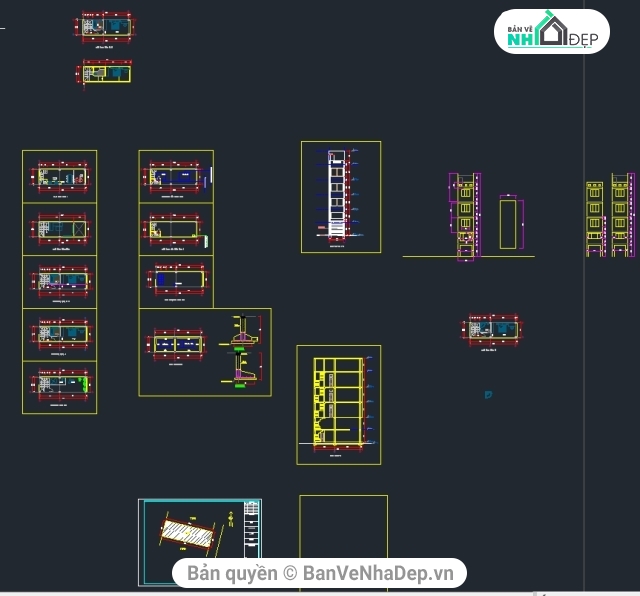 Bản vẽ nhà phố,Bản vẽ nhà phố 3.4x10.45m,kiến trúc nhà phố