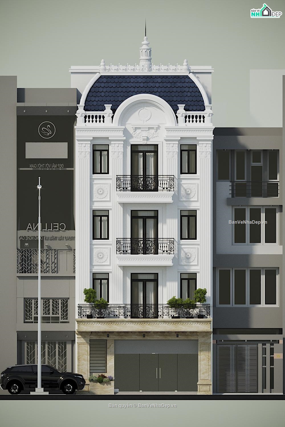 Nhà phố 4 tầng,bản vẽ nhà phố 4 tầng,Bản vẽ nhà phố 4 tầng đẹp,Autocad bản vẽ nhà phố 4 tầng