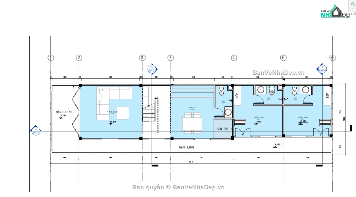 Bản vẽ nhà phố,nhà phố 3 tầng,nhà phố 5 x 20m