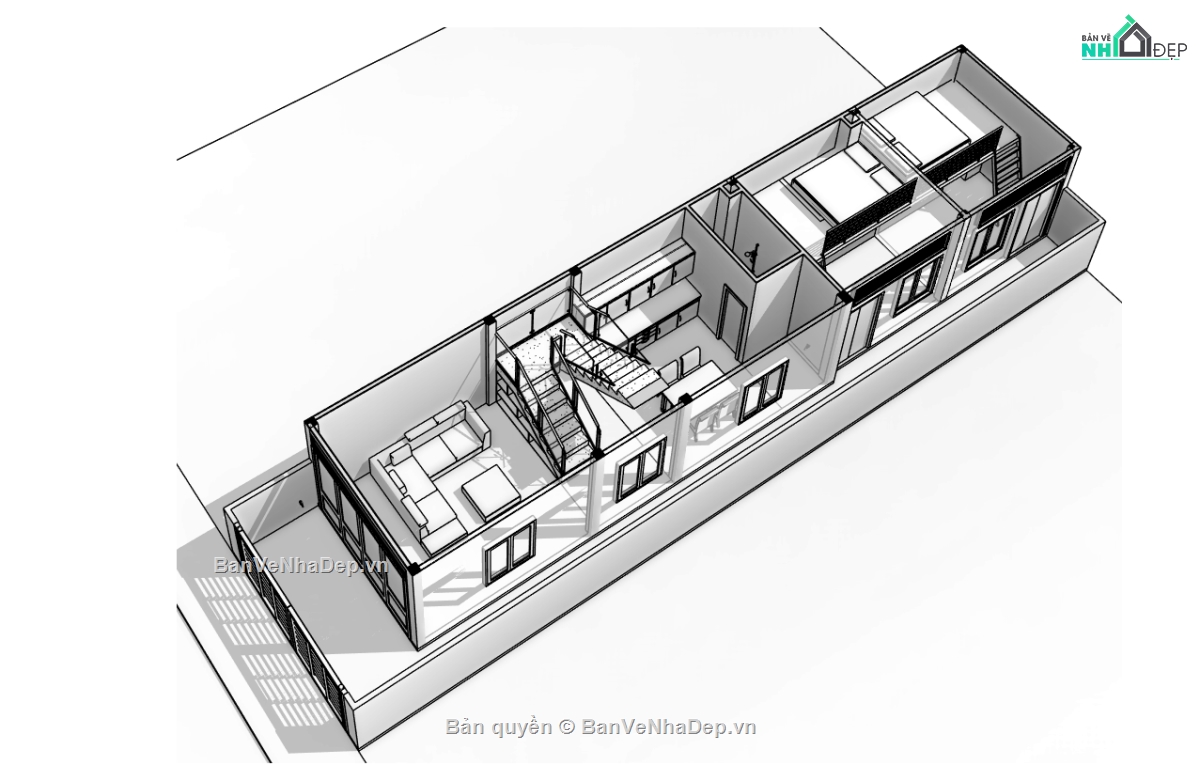 Bản vẽ nhà phố,nhà phố 3 tầng,nhà phố 5 x 20m