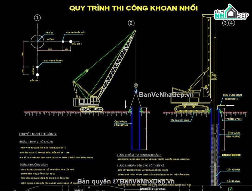 cọc khoan nhồi,file cad cọc khoan nhồi,cad cọc khoan nhồi