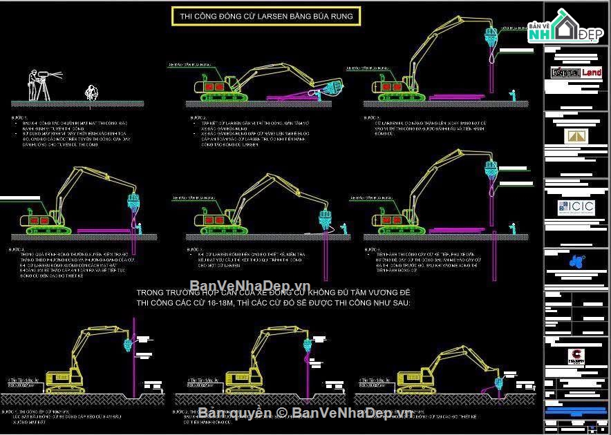 Biện Pháp Thi công trường,Biện Pháp Thi Công Ép Cừ Larsen,biện pháp thi công
