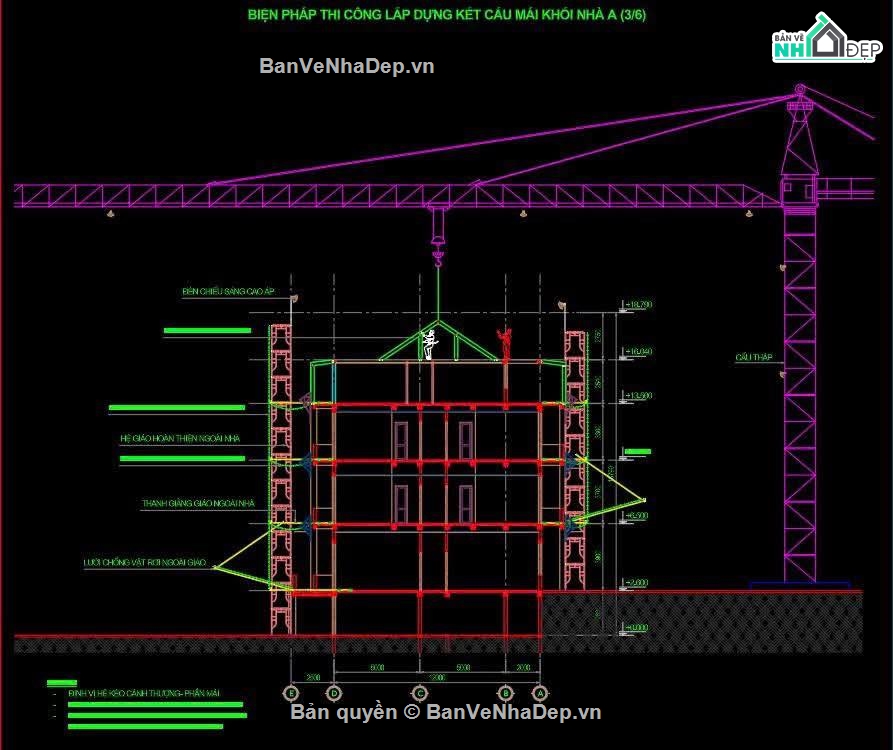 Biện pháp thi công công,thi công kết cấu mái,bản vẽ thi công kết cấu mái