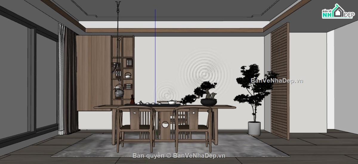 Thiết kế phòng trà,model su phòng trà,file sketchup phòng trà,dựng 3dsu phòng trà