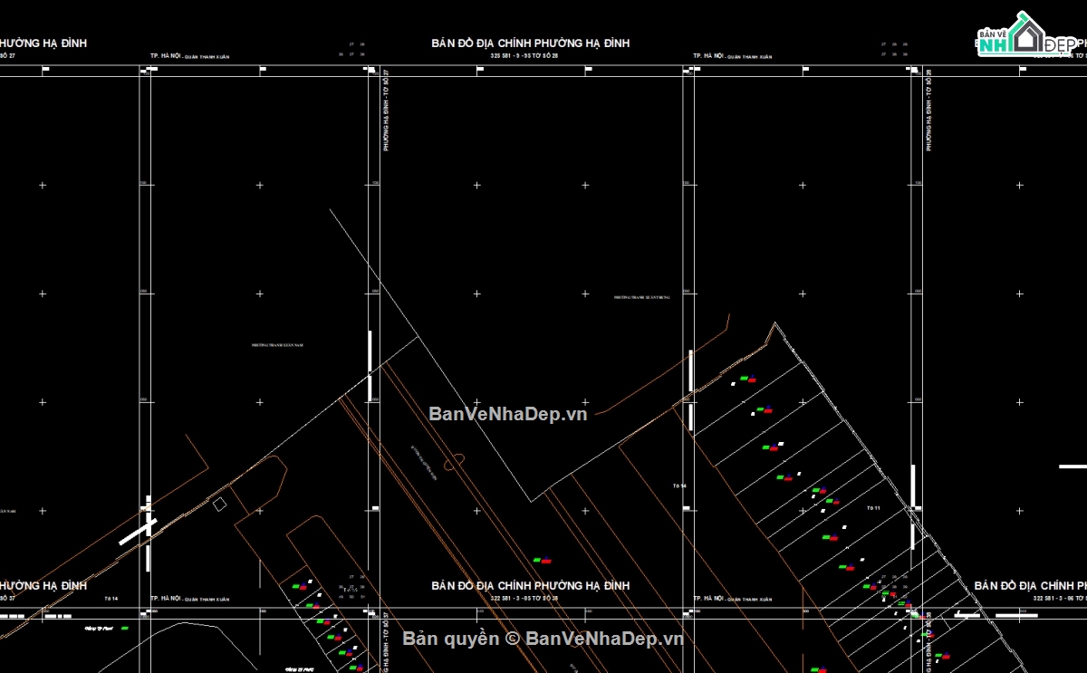 File Cad Bản đồ địa chính phường Hạ Đình,Bản đồ địa chính phường Hạ Đình - VN2000,Bản đồ giải thửa phường Hạ Đình - VN2000,Quy hoạch phường Hạ Đình - VN2000,phường Hạ Đình - VN2000