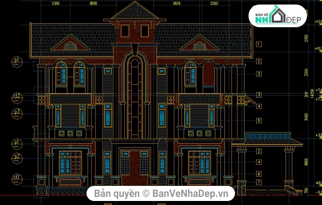 biệt thự 3 tầng,bản vẽ biệt thự đẹp,thiết kế biệt thự,mẫu biệt thự đẹp