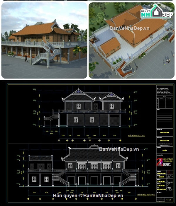bản vẽ chùa,chùa,cad chùa
