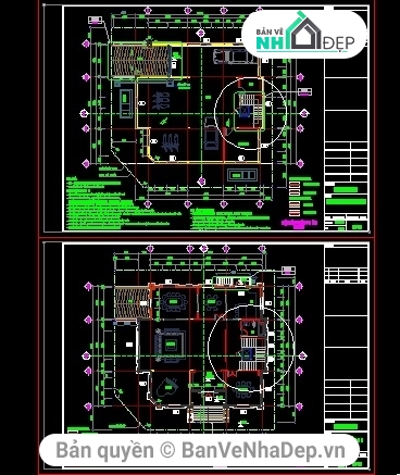 Hồ sơ bản vẽ CAD 7 MẪU biệt thự 3 tầng + Kèm file SU - CỰC TỐT