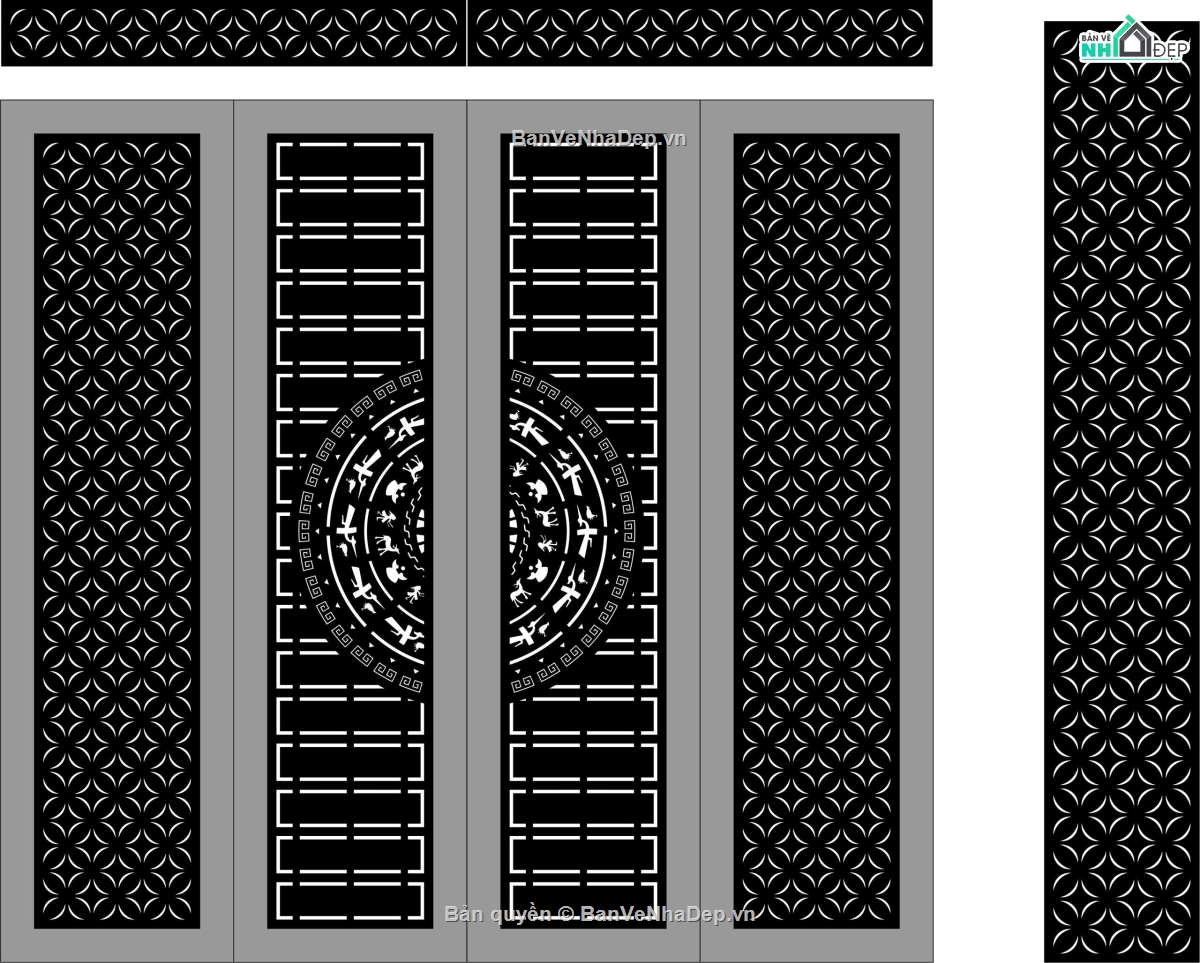 mẫu cổng 4 cánh,ô thoáng,cnc cổng 4 cánh