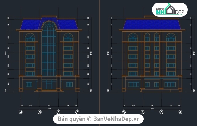 thiết kế nhà 7 tầng,thiết kế nhà làm việc,Nhà làm việc 7 tầng,7 tầng,Nhà làm việc 7 tầng 22.1x50.9m