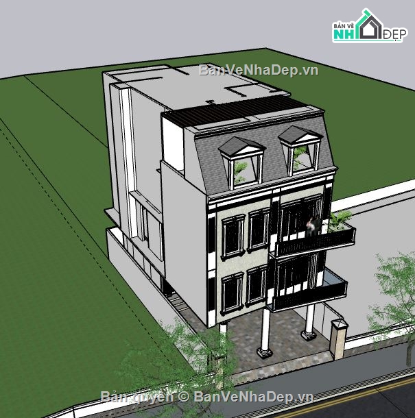 Nhà phố 4 tầng,model su nhà phố 4 tầng,nhà phố 4 tầng file su