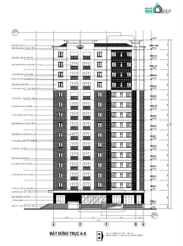 thiết kế chung cư,bản vẽ chung cư,chung cư CT1- bắc Linh Đàm,File cad chung cư CT1