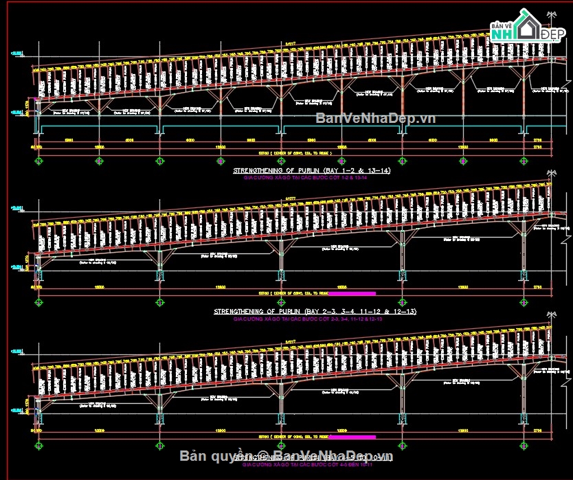 kết cấu nhà xưởng,bản vẽ kết cấu thép,file cad kết cấu thép