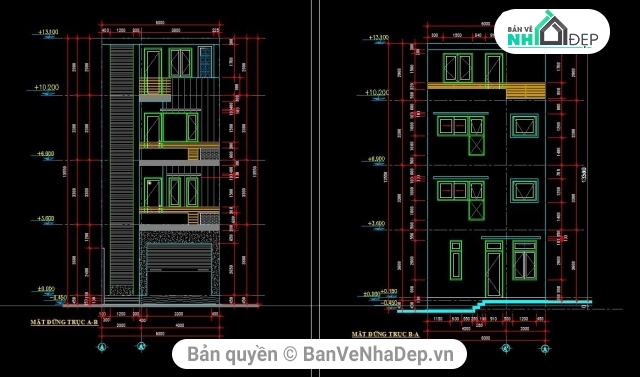 nhà phố 3 tầng,Bản vẽ nhà phố,CAD nhà phố 3 tầng,Mẫu nhà phố 3 tầng,bản vẽ nhà phố 3 tầng 6x17.5m